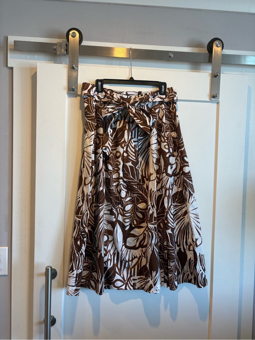 Talbots Brown and White Tropical Print A-Line Skirt size 14